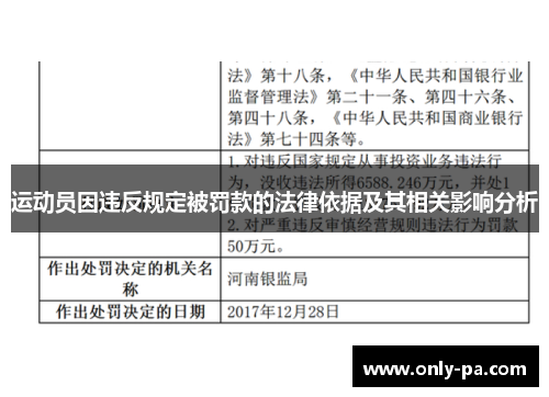 运动员因违反规定被罚款的法律依据及其相关影响分析 运动员因违反规定被罚款的法律依据及其相关影响分析