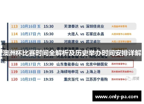 澳洲杯比赛时间全解析及历史举办时间安排详解