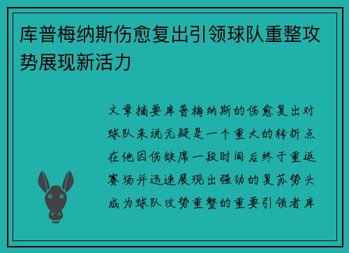 库普梅纳斯伤愈复出引领球队重整攻势展现新活力